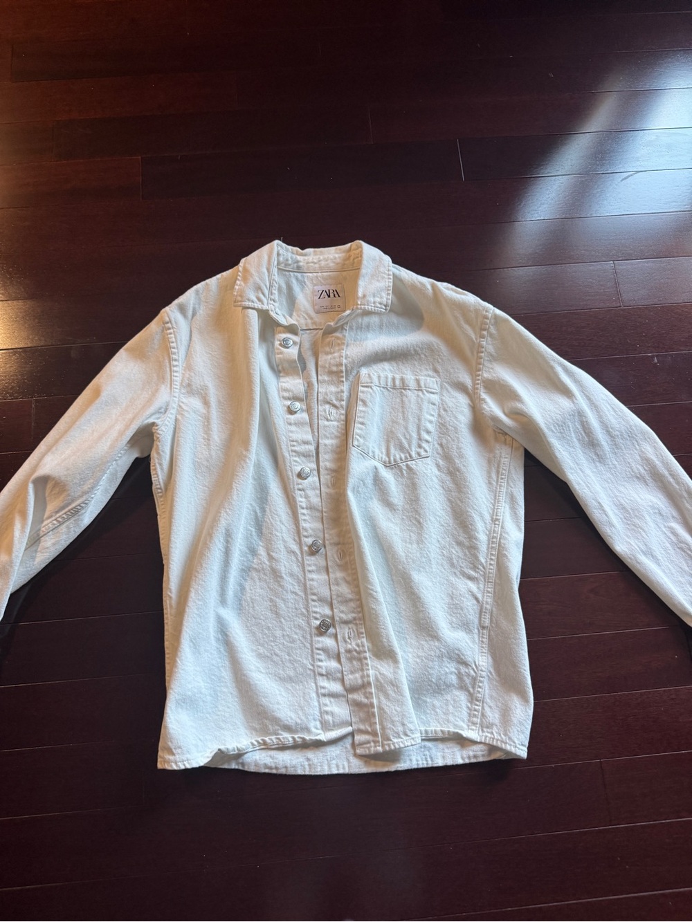 ZARA Mend White Button-Up Shirt Jacket